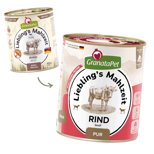 GranataPet Hund - Nassfutter Liebling´s Mahlzeit PUR Rind 800 g - Umstellung