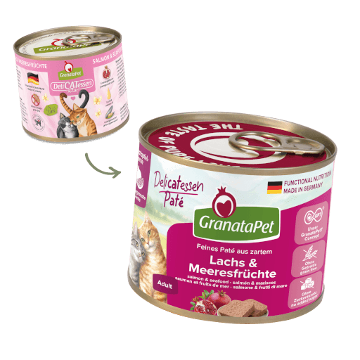 GranataPet Katze - Nassfutter DeliCATessen Lachs & Meeresfrüchte 200 g - Umstellung