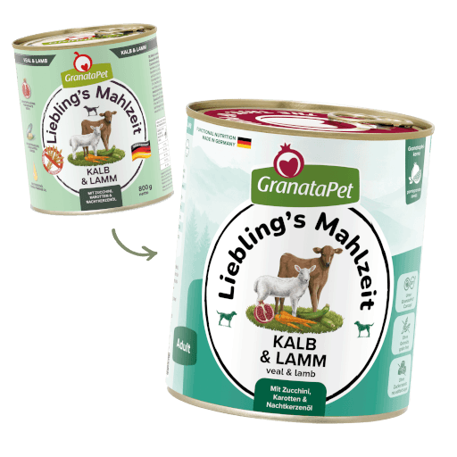 GranataPet Hund - Nassfutter Liebling´s Mahlzeit Kalb & Lamm 800 g - Umstellung