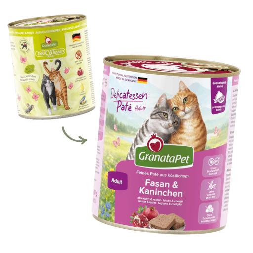 GranataPet Katze - Nassfutter DeliCATessen Fasan & Kaninchen 800 g - Umstellung