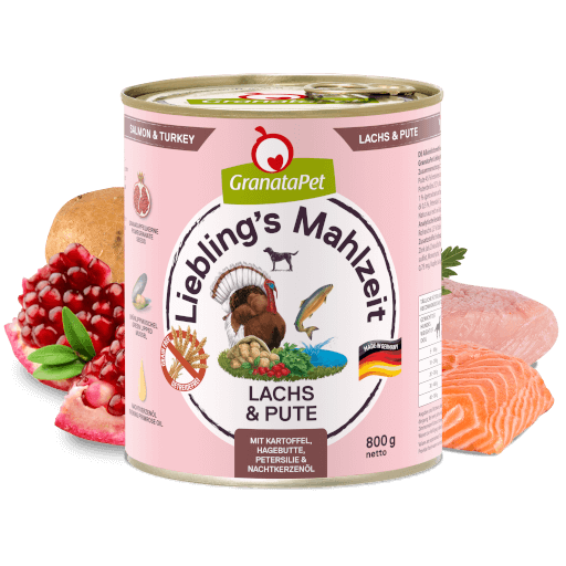 GranataPet Hund - Nassfutter Liebling´s Mahlzeit Lachs & Pute 800 g - Zutaten