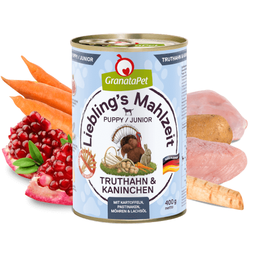 GranataPet Hund - Nassfutter Liebling´s Mahlzeit Truthahn & Kaninchen Junior 400 g - Zutaten
