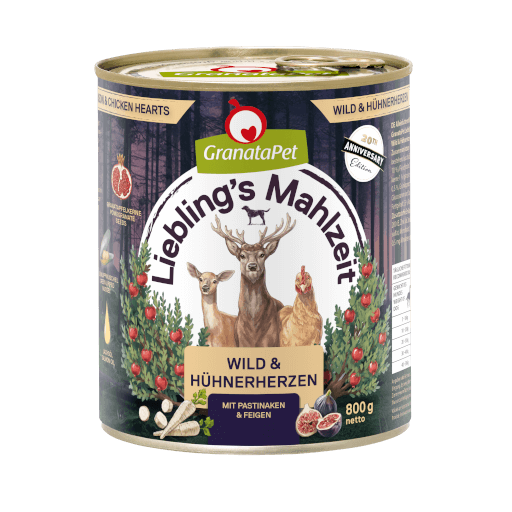 GranataPet Hund - Nassfutter Liebling´s Mahlzeit - Wild & Hühnerherzen mit Pastinake, Feige und Lachsöl 800 g - Hauptbild