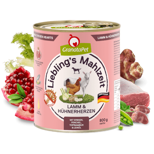 GranataPet Hund - Nassfutter Liebling´s Mahlzeit Lamm & Hühnerherzen 800 g - Zutaten