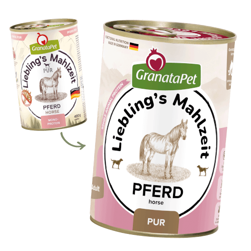 GranataPet Hund - Nassfutter Liebling´s Mahlzeit PUR Pferd 400 g - Umstellung