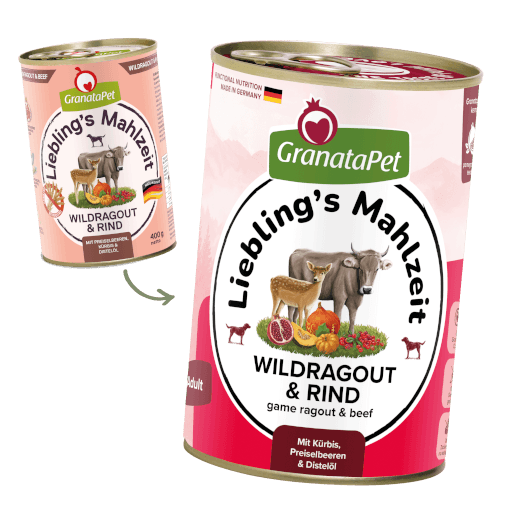 GranataPet Hund - Nassfutter Liebling´s Mahlzeit Wildragout & Rind 400g - Umstellung