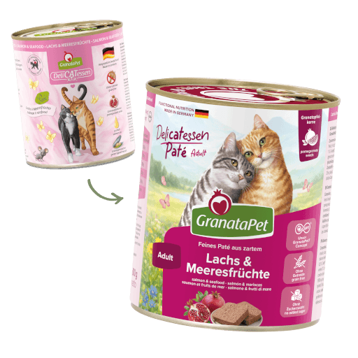 GranataPet Katze - Nassfutter DeliCATessen Lachs & Meeresfrüchte 800 g - Umstellung
