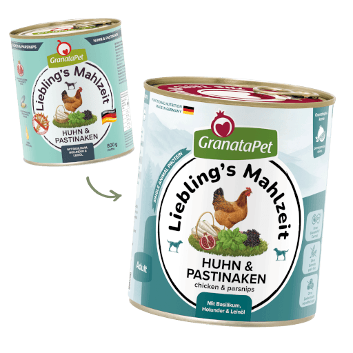 GranataPet Hund - Nassfutter Liebling´s Mahlzeit Huhn & Pastinaken 800 g - Umstellung