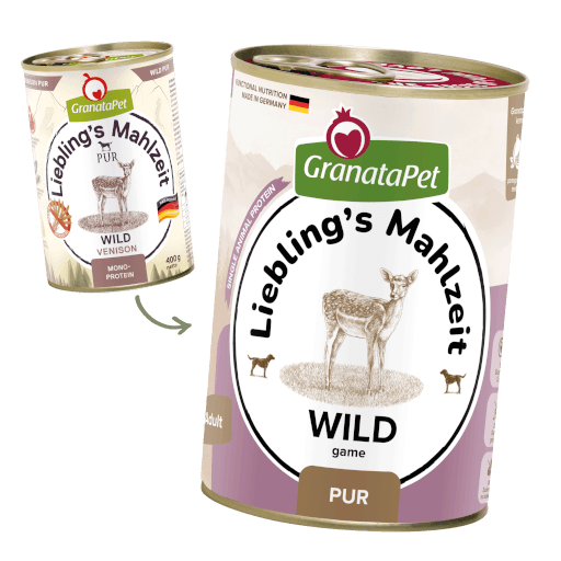 GranataPet Hund - Nassfutter Liebling´s Mahlzeit PUR Wild 400 g - Umstellung
