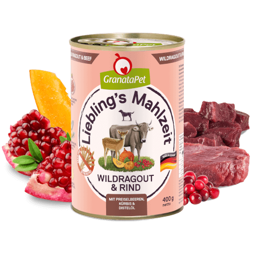 GranataPet Hund - Nassfutter Liebling´s Mahlzeit Wildragout & Rind 400g - Zutaten