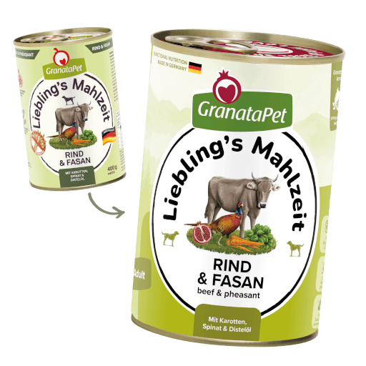 GranataPet Hund - Nassfutter Liebling´s Mahlzeit Rind & Fasan 400 g - Umstellung