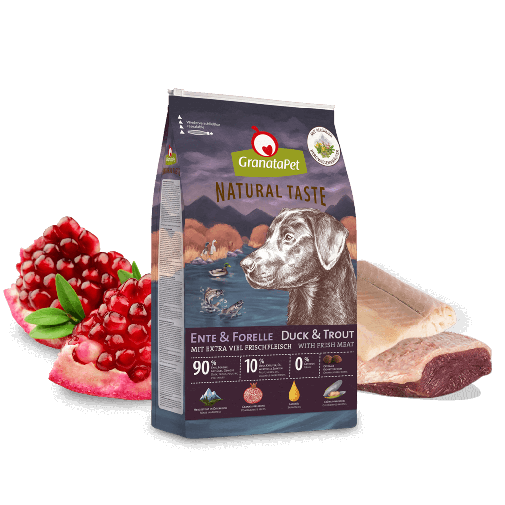 GranataPet Hund - Trockenfutter Natural Taste Ente & Forelle 4 kg - Zutaten
