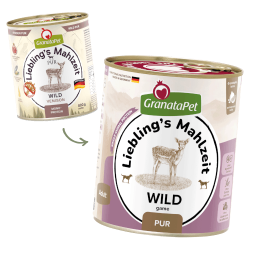 GranataPet Hund - Nassfutter Liebling´s Mahlzeit PUR Wild 800 g - Umstellung