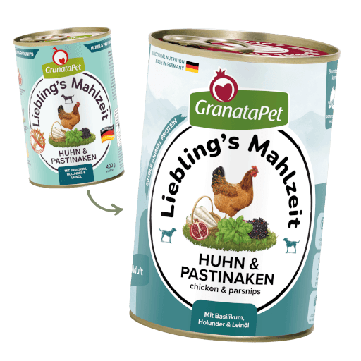 GranataPet Hund - Nassfutter Liebling´s Mahlzeit Huhn & Pastinaken 400 g - Umstellung
