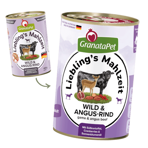 GranataPet Hund - Nassfutter Liebling´s Mahlzeit Wild & Angus Rind 400 g - Umstellung