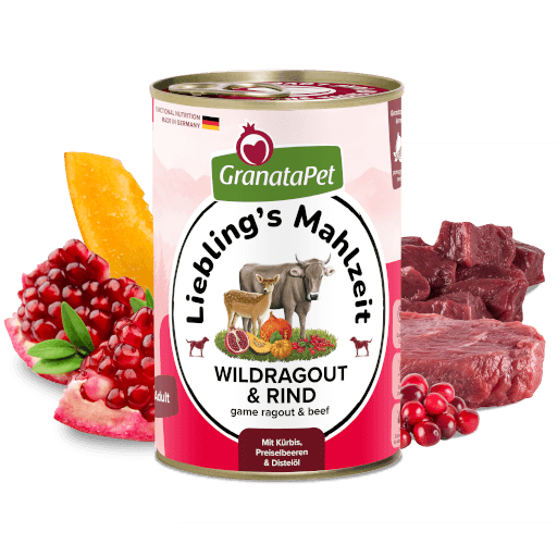 GranataPet Hund - Nassfutter Liebling´s Mahlzeit Wildragout & Rind 400g - Zutaten