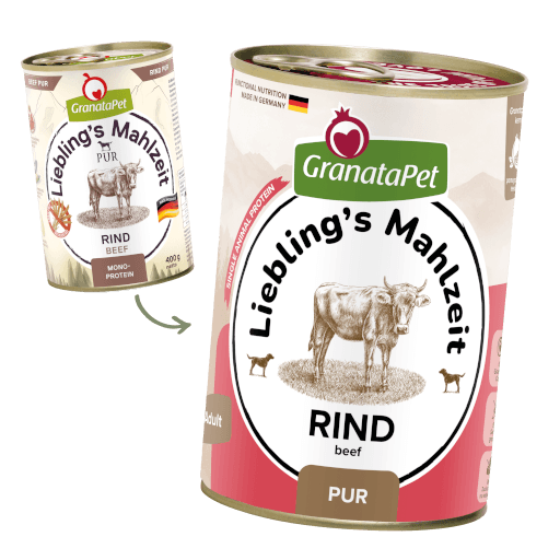 GranataPet Hund - Nassfutter Liebling´s Mahlzeit PUR Rind 400 g - Umstellung