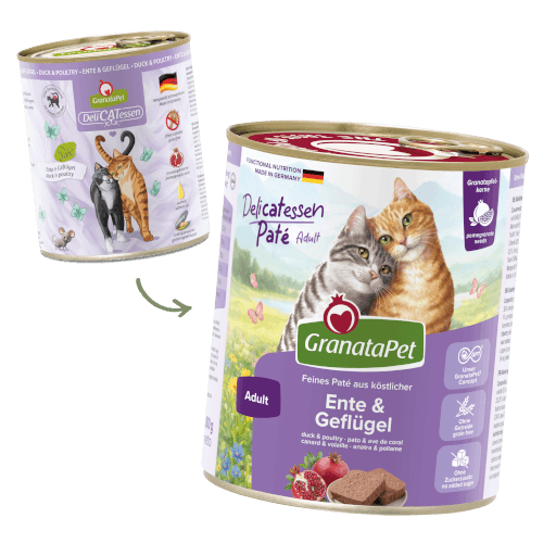 GranataPet Katze - Nassfutter DeliCATessen Ente & Geflügel 800 g - Umstellung