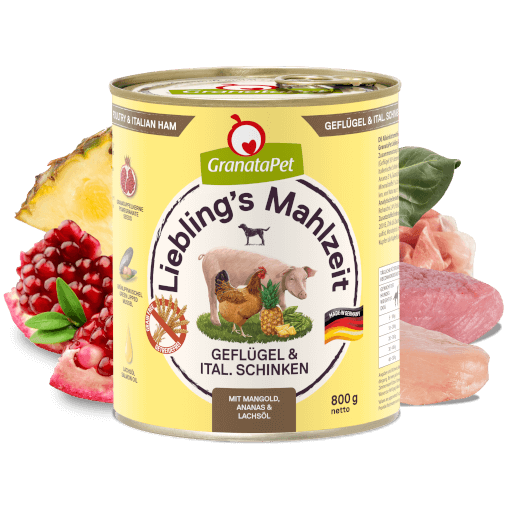 GranataPet Hund - Nassfutter Liebling´s Mahlzeit Geflügel & italienischer Schinken 800 g - Zutaten