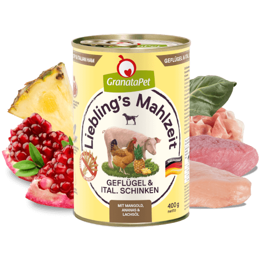 GranataPet Hund - Nassfutter Liebling´s Mahlzeit Geflügel & italienischer Schinken 400 g - Zutaten