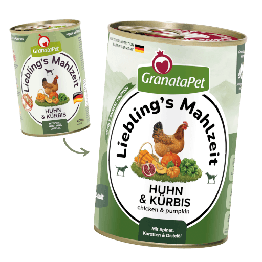 GranataPet Hund - Nassfutter Liebling´s Mahlzeit Huhn & Kürbis 400 g - Umstellung
