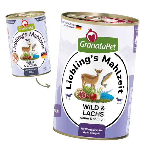 GranataPet Hund - Nassfutter Liebling´s Mahlzeit Wild & Lachs 400 g - Umstellung