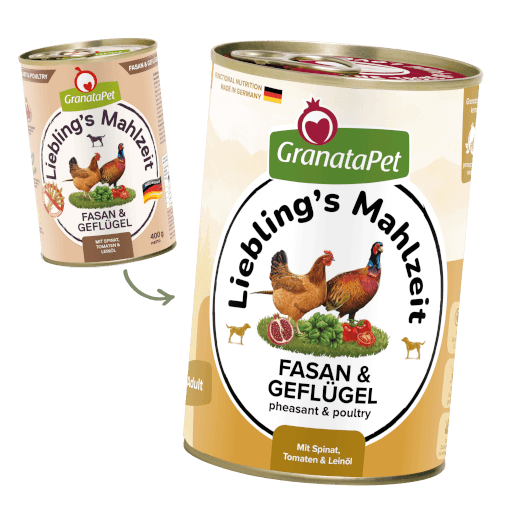 GranataPet Hund - Nassfutter Liebling´s Mahlzeit Fasan & Geflügel 400 g - Umstellung