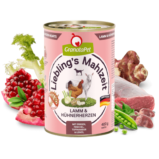 GranataPet Hund - Nassfutter Liebling´s Mahlzeit Lamm & Hühnerherzen 400 g - Zutaten
